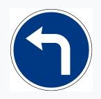 Turn Left Ahead Sign