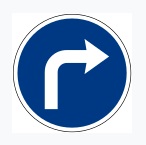 Turn Right Ahead Sign
