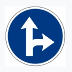 Turn Right or Straight Ahead Sign