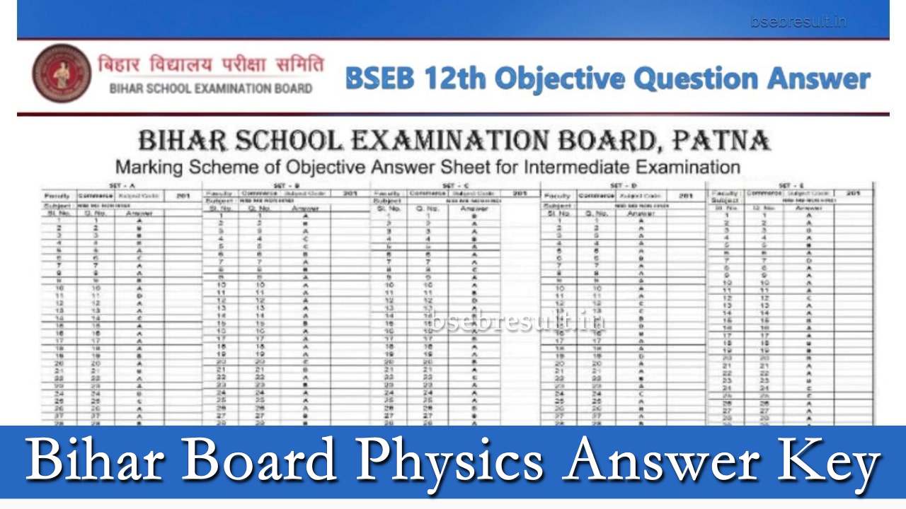 bihar board 12th physics answer key 2023