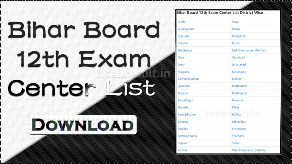Bihar Board 12th Exam Center List 2024 Pdf Download
