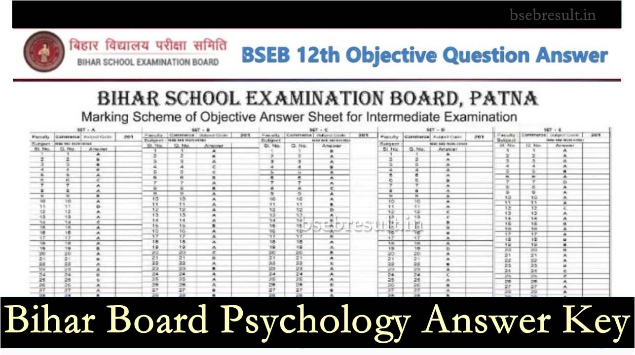 Bihar Board Psychology Answer Key