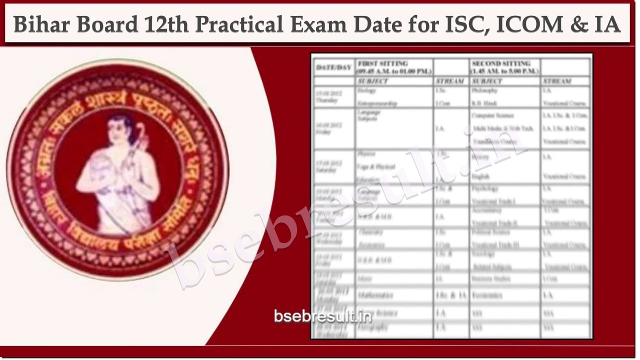 Bihar Board 12th Practical Exam Date Download