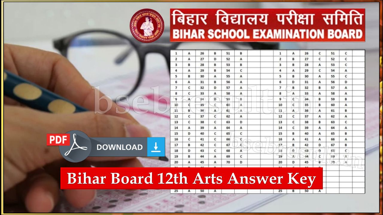 Bihar Board 12th Arts Answer Key Pdf All Subject