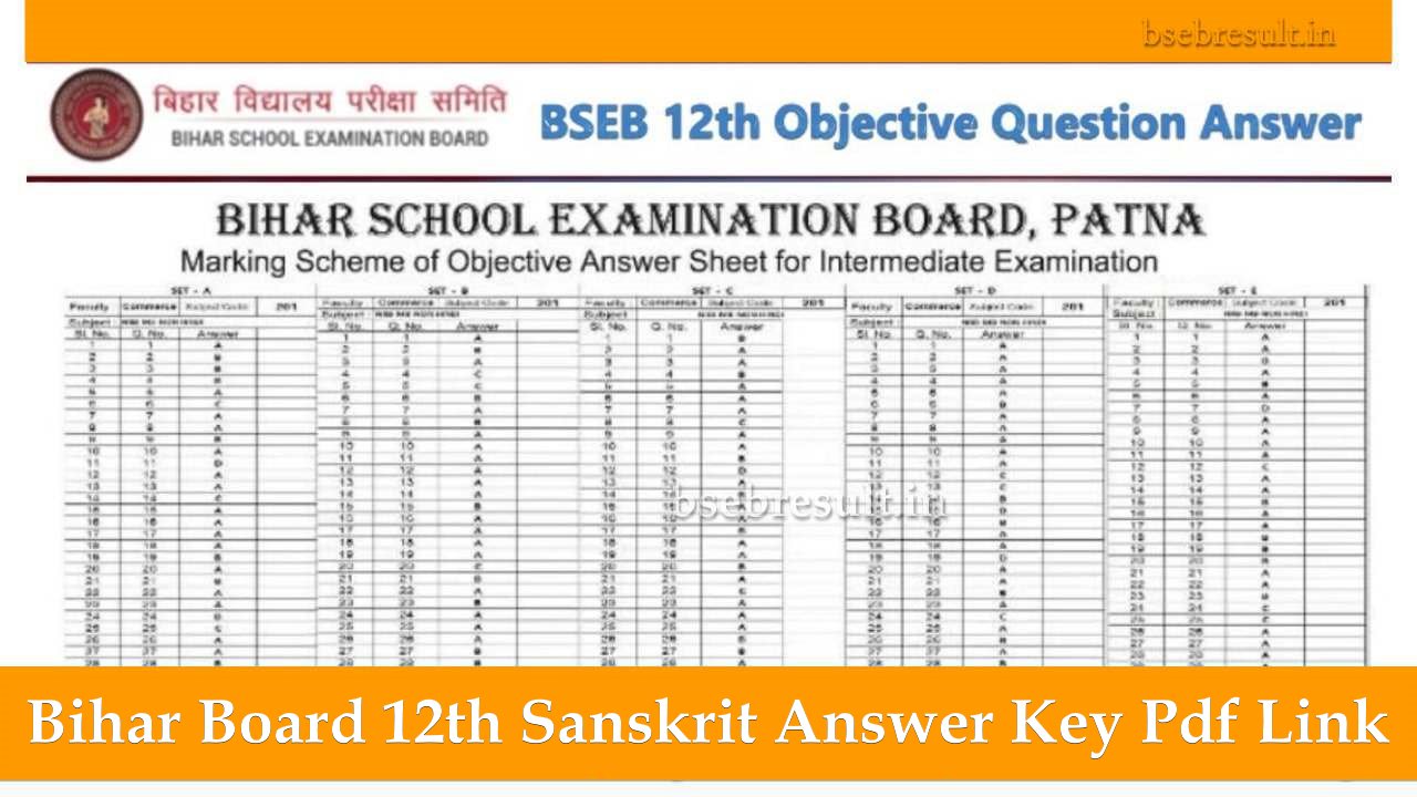 Bihar Board 12th Sanskrit Answer Key