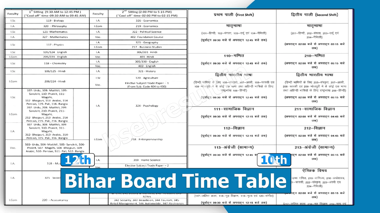 bseb time table pdf download link