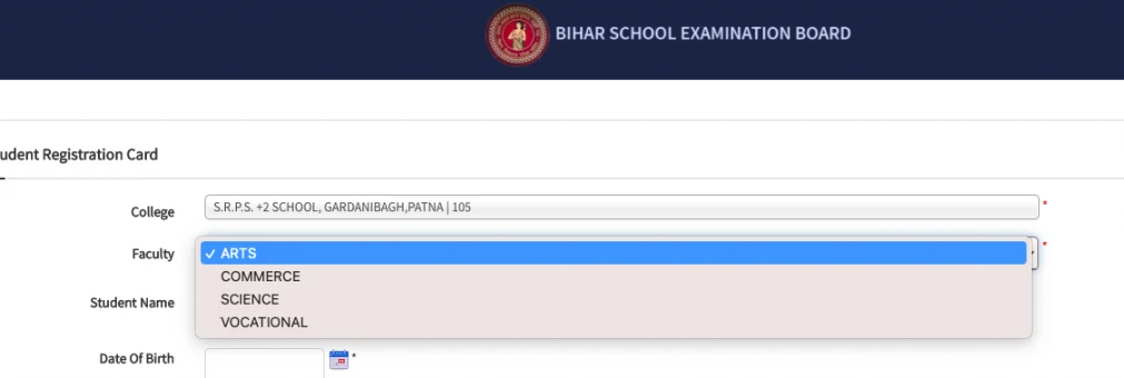 bseb 12th students dummy registration card