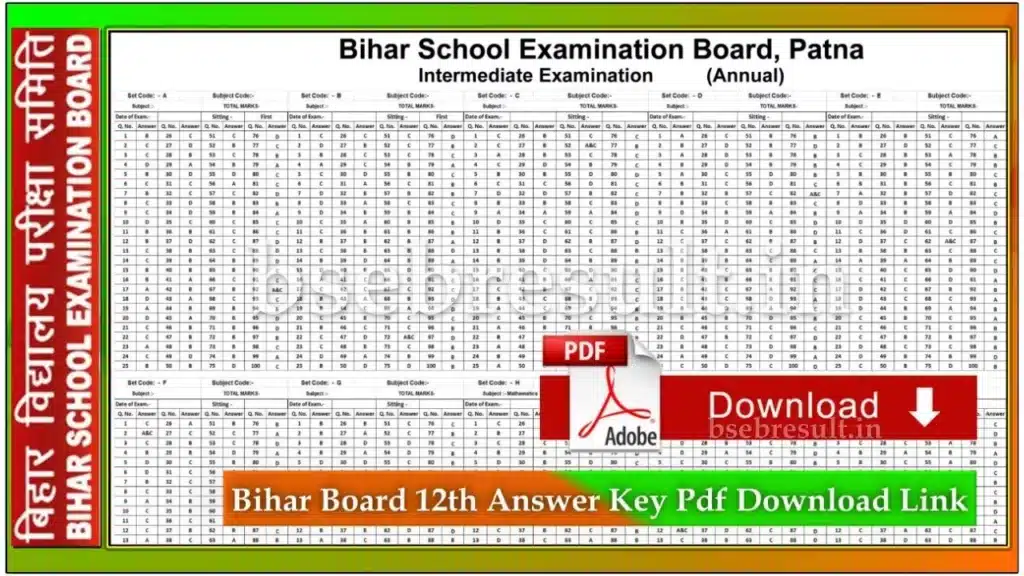 Bihar Board BSEB-12th-Answer-Key-Pdf-Download-Link