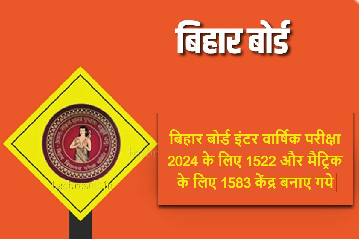 1522 centers were created for Bihar Board Inter Annual Examination 2024 and 1583 centers for Matriculation.