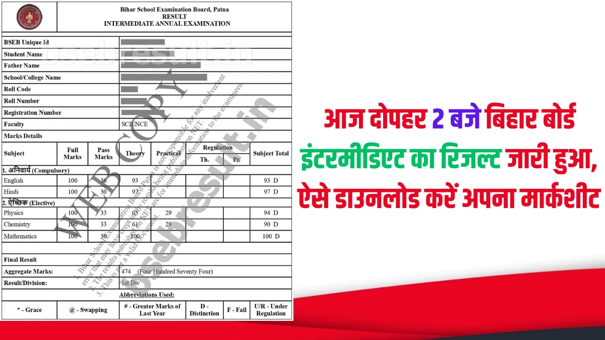 BSEB 12th Result 2025 Out Today